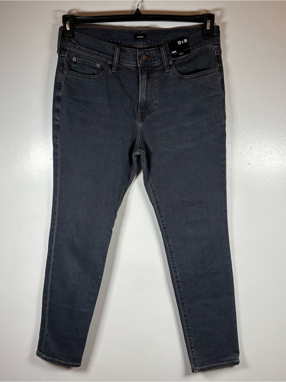 Express Jeans Men’s Size 33x30 Charcoal Grey Skinny Stretch Denim Casual Classic